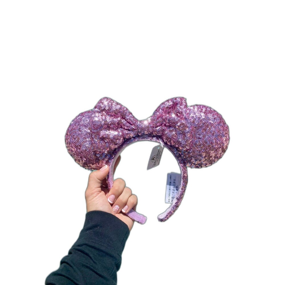 NEW Disney Parks Millennial Pink Minnie Mouse Bow Sequins Ear Headband